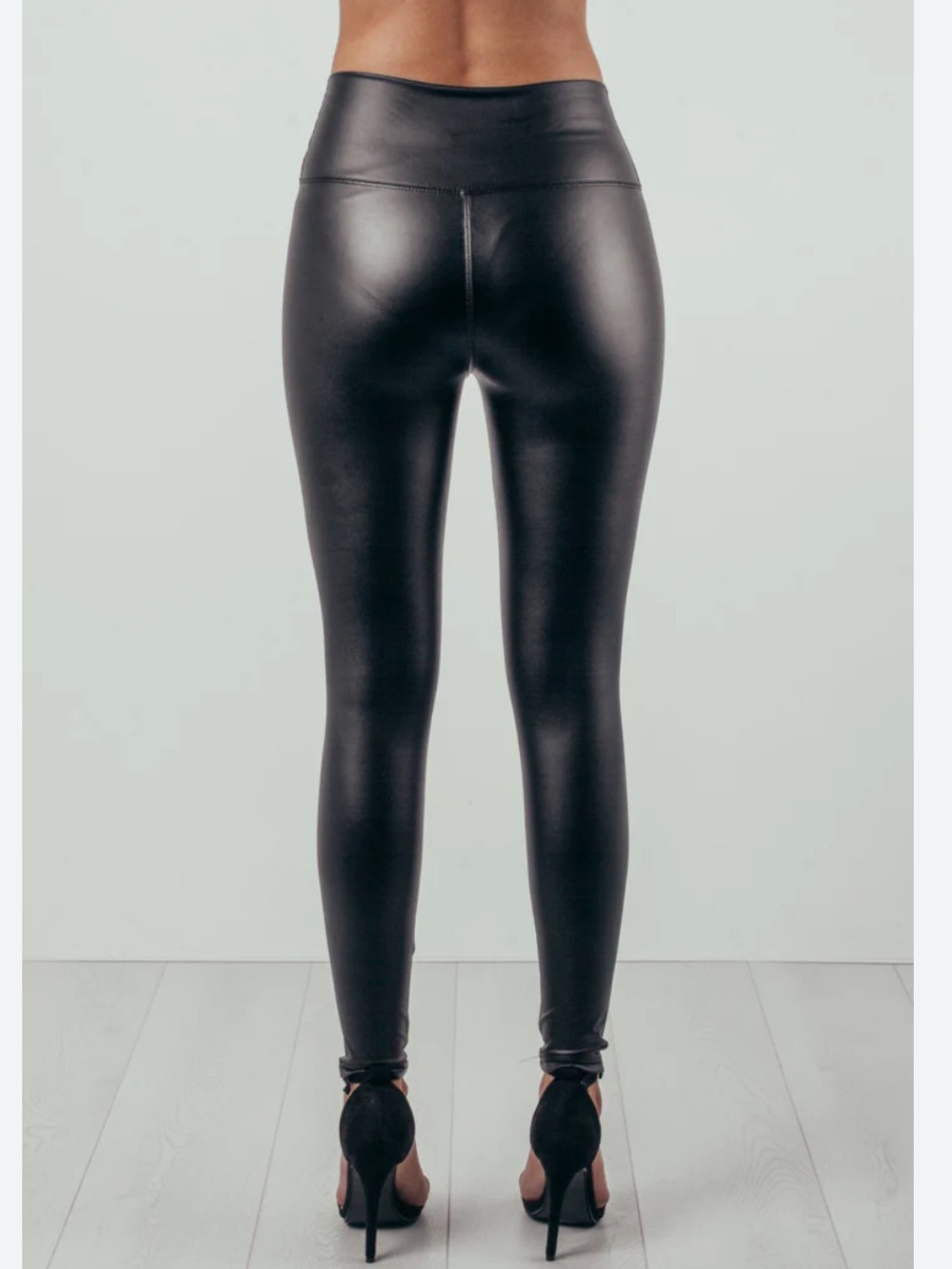 Royal Alexandra Black Faux Leather High-Waist Leggings
